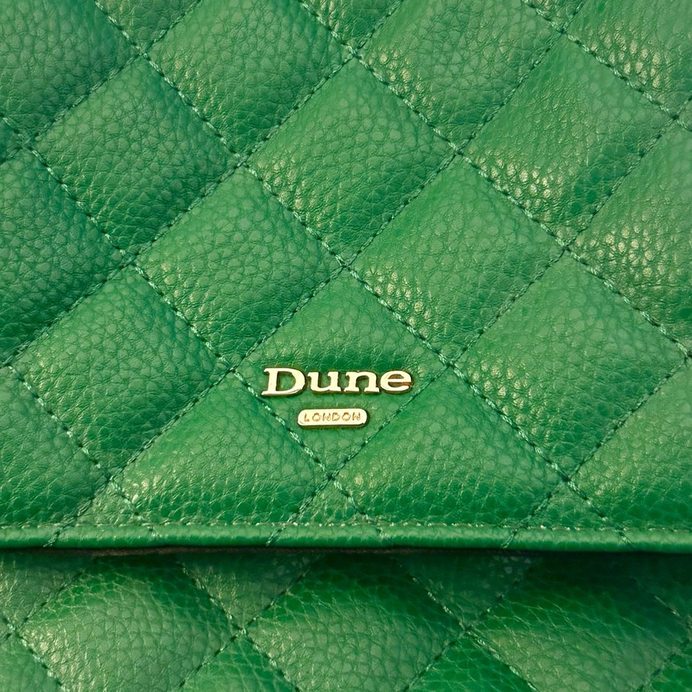 Dune London Emerald Green Quilted‎ Crossbody Purse Gold Hardware - Picture 6 of 9